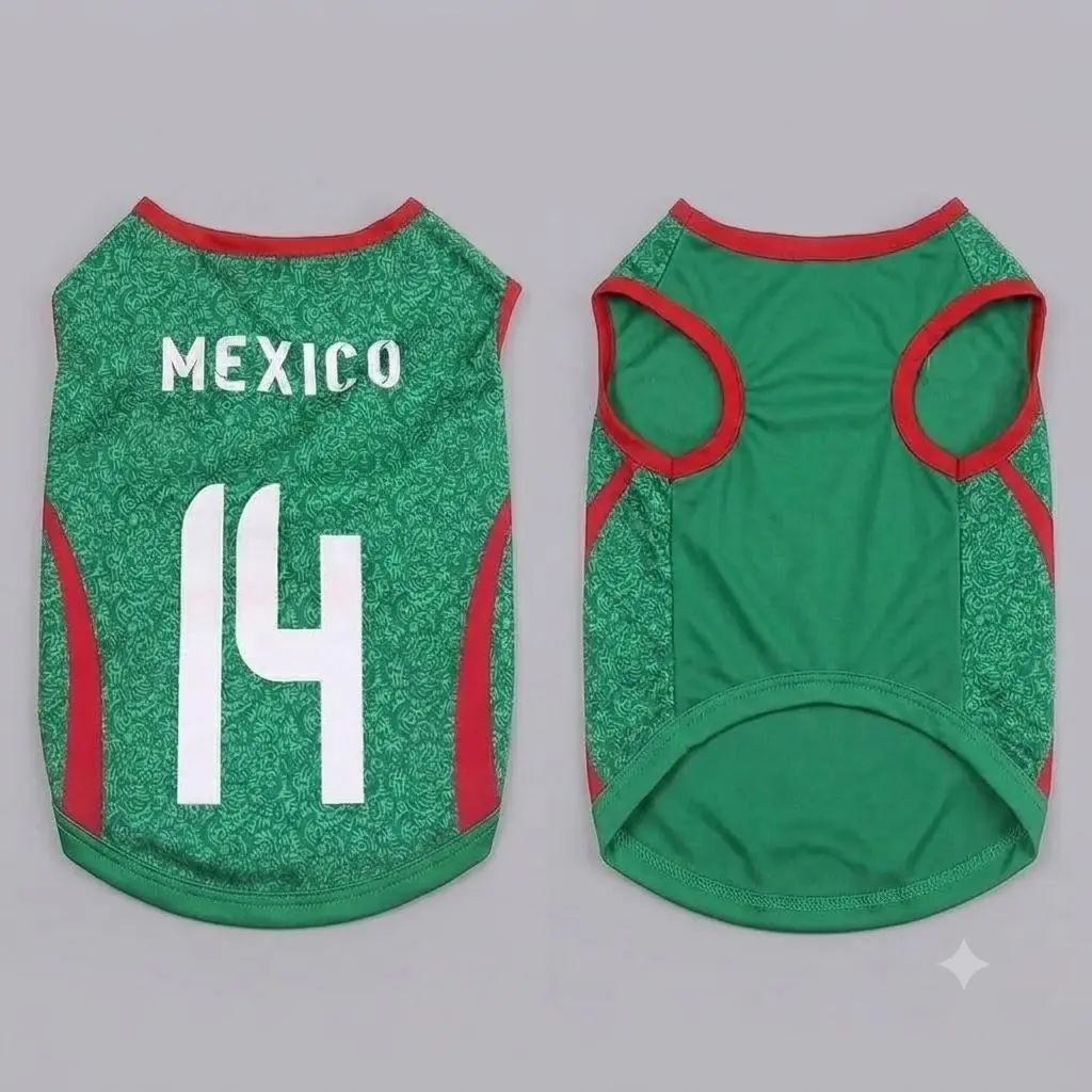 Print Mexico Pet Soccer Jersey, Football Crewneck Jersey Shirt for Dogs Cats, Soccer Outfit for Dogs Cats, Gift for Dogs Cats