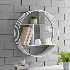 Firstime & Co. White Brody Wall Shelf, round 3 Tier Wall Mounted Floating Shelf for Bathroom, Bedroom, Living Room Decor, Metal, Industrial, 27.5 Inches FirsTime & Co.