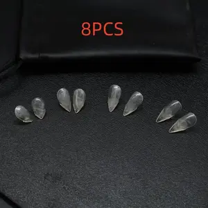 8 Piece Vampire Teeth Resin Transparent Sharp Fangs Zombie Fangs Prank Toy Halloween Party Makeup Dance Props