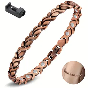 99.99% Pure Copper Bracelets for Women, Adjustable Magnetic Bracelet with Effective Neodymium Magnets, Trendy Stackable Bangle, Elegant Jewelry Gift with Sizing Tool