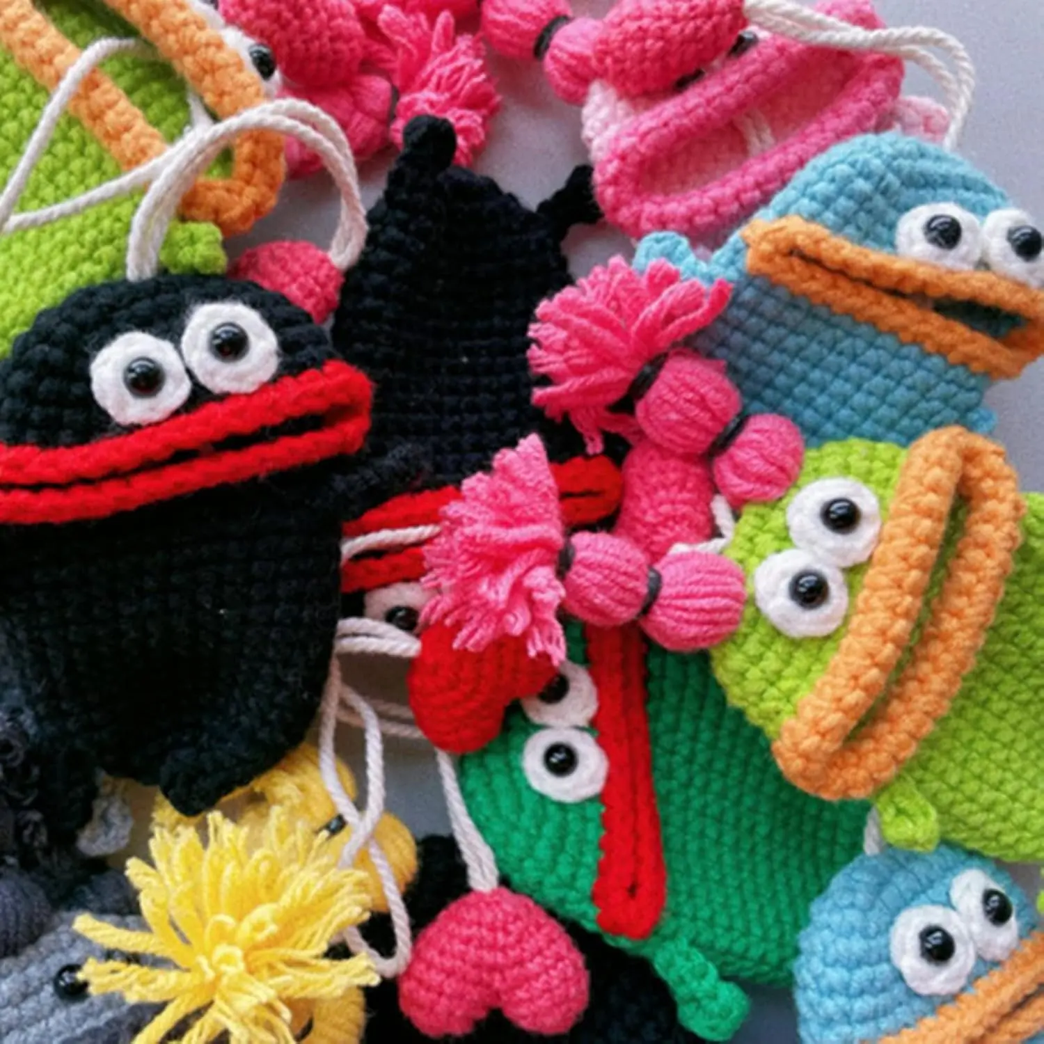 Winter Essentials Funny Handmade Crochet Monster Keychain – Cute