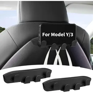 2 Pack Seat Back Hooks for Tesla Model Y and Model 3 Accessories 2024-2017 Headrest Hooks for Car Back Seat Organizer Hanger Holder Hook