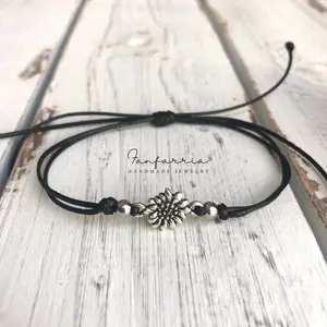 Sunflower Black flower Bracelet Anklet Waterproof