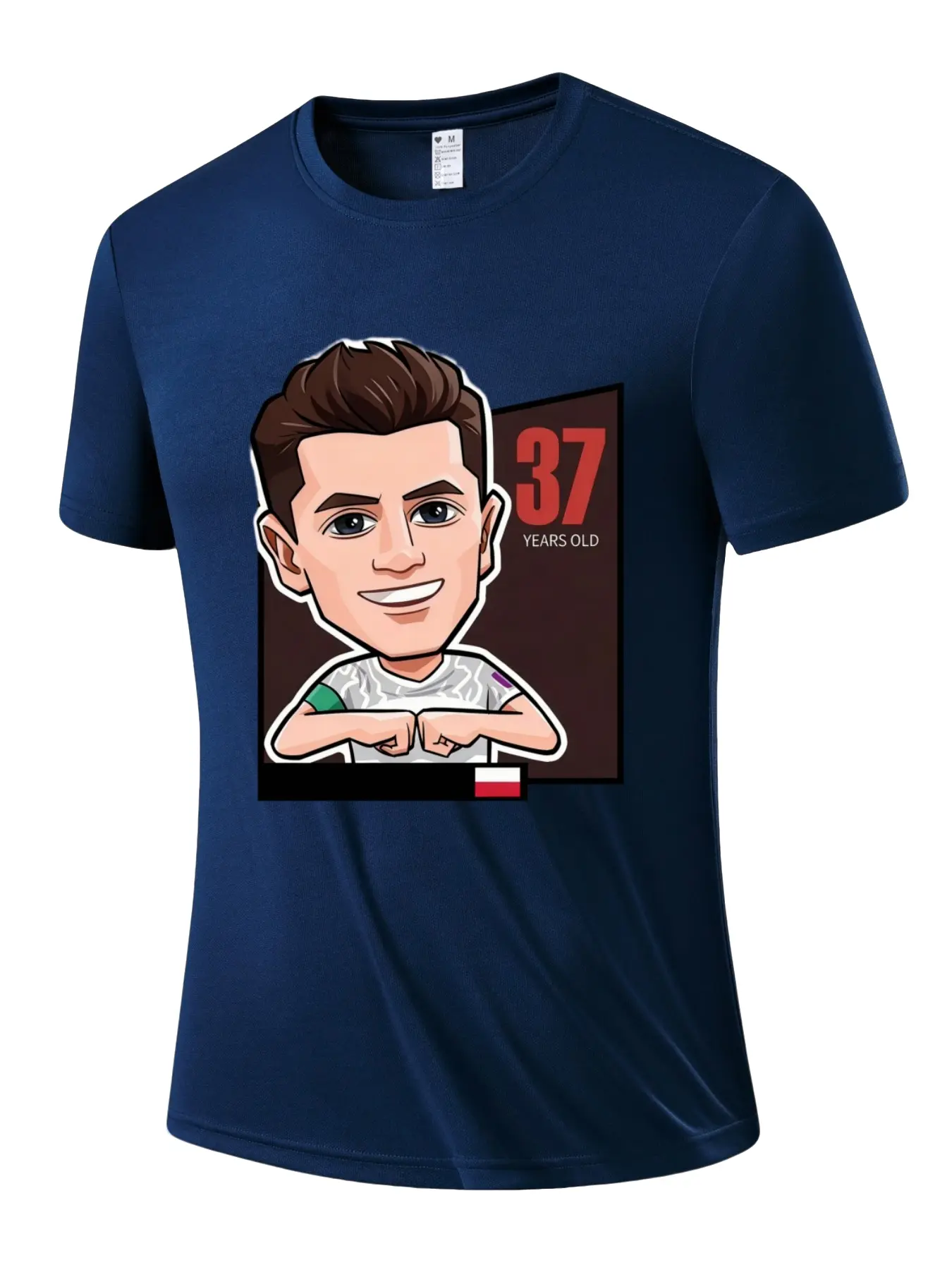 Men's Poland Legend Football Player Cartoon Quick-Dry T-Shirt, Breathable Short Sleeve, Sporty Slim-Fit, Ideal for Daily Wear and Outdoor Sports