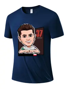 Men's Poland Legend Football Player Cartoon Quick-Dry T-Shirt, Breathable Short Sleeve, Sporty Slim-Fit, Ideal for Daily Wear and Outdoor Sports
