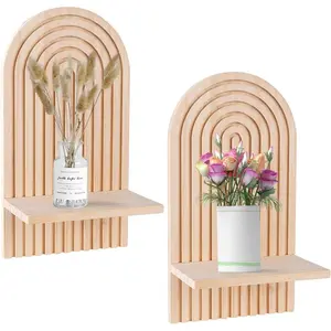2 Pack Boho Arch Shelf Wooden Wall Decor for Nursery Bedroom Living Room
