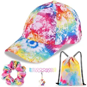 Girls Baseball Cap Sun Hat: Girls Gift Tie Dye Baseball Hat for Beach Hat Adjustable Trucker Hat  Outdoor Sports