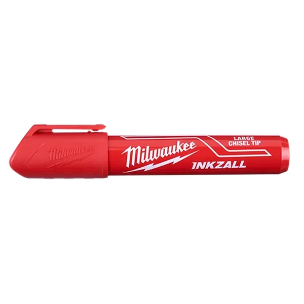 Milwaukee 48-22-3256 INKZALL Red Marker, Large Chisel Tip, Permanent Writing Tool for Construction, Offers Continuous Marking & Enhanced Visibility