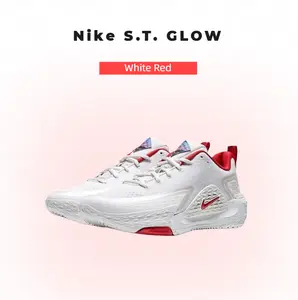 Nike S.T. GLOW IQ1129-061 Low Top Basketball Shoes for Men White Red Classic Design Comfortable Flexibility