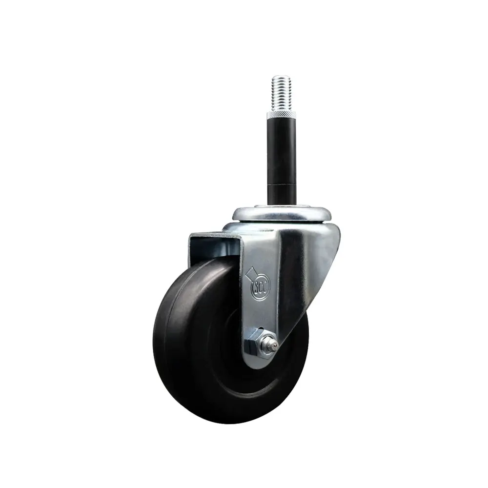 Service Caster SCC-EX20S3514-HRS-34 Heavy Duty Swivel Expanding Stem Caster for Shop Projects, 3.5x1.25 in. Black Hard Rubber Swivel Wheels, 0.75 in. Expanding Stem