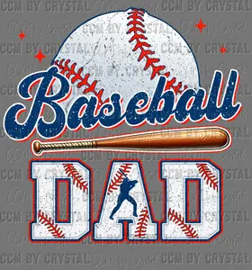 Baseball Dad Ready to Press DTF Transfer for T-Shirts Ready to Press Sublimation CCMbyCrystal