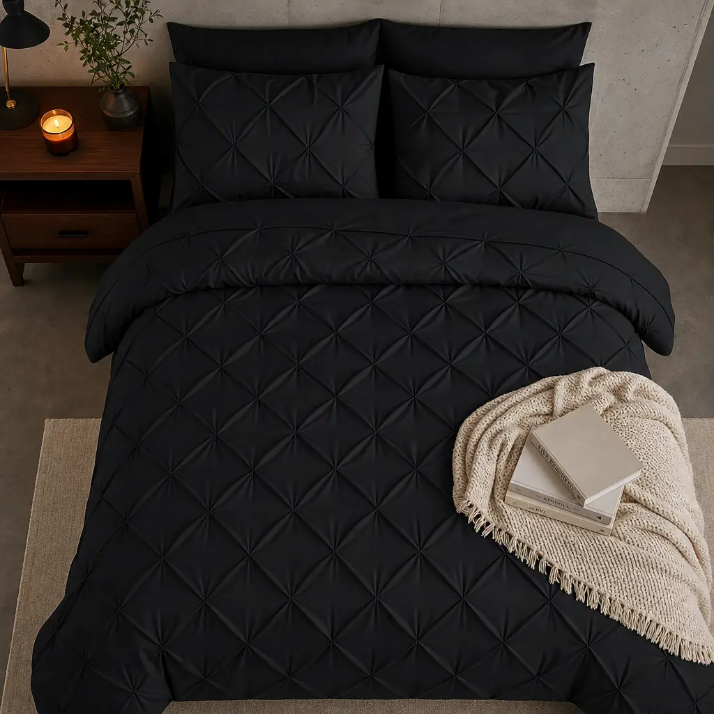 JOLLYVOGUE Black Queen Comforter Set 7 Pieces - Bed in a Bag for All Season,Girly Room Decor,Super Soft Warm Fluffy Plush, Breathable & Lightweight, Ultra-Soft,Hotel Quality, Restful Sleep, Flat Sheet, Fitted Sheet and Pillowcases Shams #Summervibes, Hote