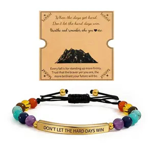 Adjustable Bracelet - Dont Let The Hard Days Win Bracelet Stainless Steel Motivational Tube Design, Adjustable Cuff, Ideal for Christmas & Anniversary Inspirational Gifts