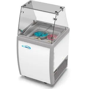 26 in. 4 Tub Ice Cream Dipping Cabinet Display Freezer with Sliding Glass Door and Sneeze Guard, 6 cu. ft.