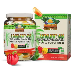 Montego Island Foods Jamaican Pickled Scotch Bonnet Pepper Sauce – Tangy & Spicy Island Tradition – Escovitch-Style – Handpicked, Hand-Packed Peppers in a Flavorful Brine – Perfect for Topping, Mixing & Marinating