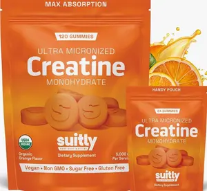 USDA Organic Ultra-Micronized Creatine Gummies for Men & Women; Orange Max Absorption 5g Creatine Gummies Sugar Free for Muscle Gain, Energy & Recovery; Muscle Builder for Women with Pouch - 120 Count