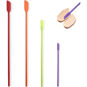 Beauty Spatula 4 PCS Makeup Spatula Mini Silicone for Cosmetics & Kitchen - 3 Sizes