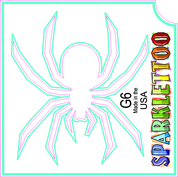 212 MAIN Ruby Red Glitter Finish G6 Glitter Tattoo Stencils - 2x2 in, 3-Ply Spider Shape, FDA Safe, Vibrant Look, Pack of 100 (Men's Costume & Special Occasion Accessories)