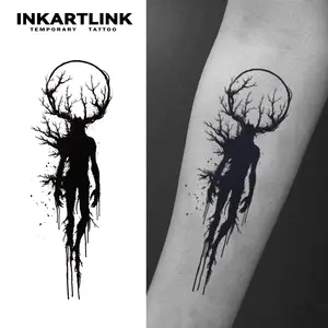 INKARTLINK Tattoo Tech, 2 Sheets Semi-Permanent Temporary Tattoos ,Mark of the Black Angel 2,Adult Art Design,Lasts 1-2 Weeks, Waterproof, Realistic Look, No Adhesive, No Reflection,For Man And Woman,Ideal for Swimming, Party