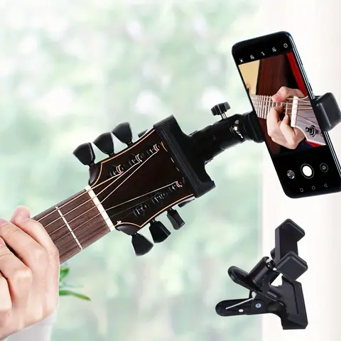 Multifunctional Guitar Head Clip Rotating Phone Holder, Phone Mount, 360 Degree Rotatable Desktop Music Stand, Adjustable Live Broadcast Phone Stand, Smartphone Accessories