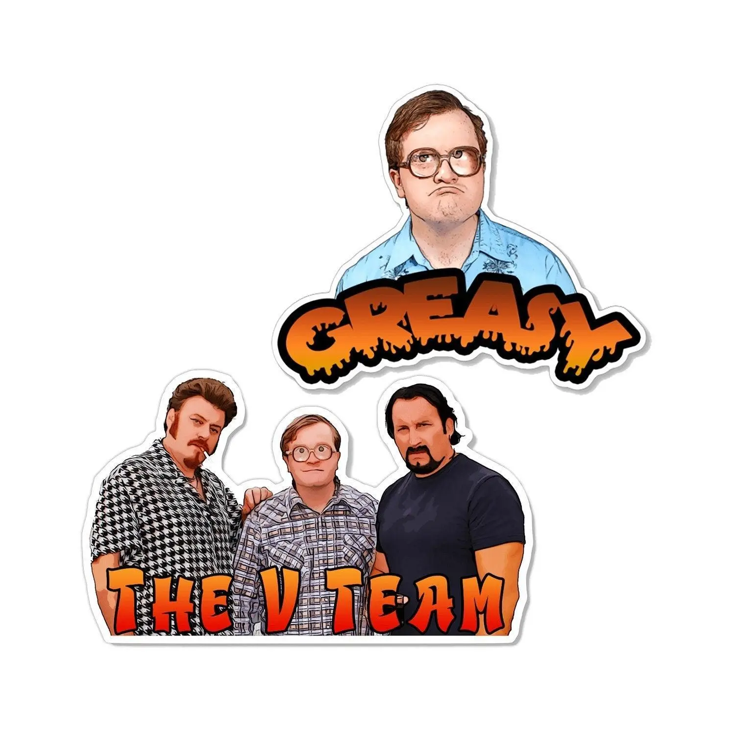 Trailer Park Boys Greasy Sticker Pack | Officially Licensed Stickers | Greasy and The V Team with Ricky Julian and Bubbles