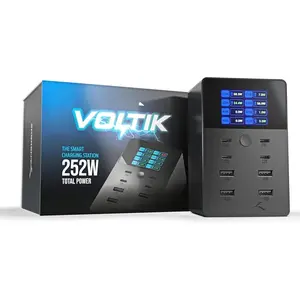 VOLTIK  Station, 252W 8-Port USB C and USB A Desktop Charger, UL Certified with Real-Time LCD Display,   for MacBook, ,  and