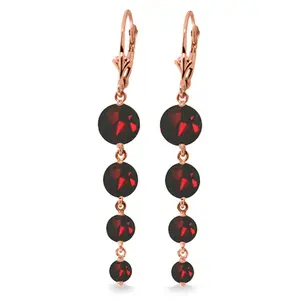 14k Rose Gold Chandelier Earrings with Natural Garnets