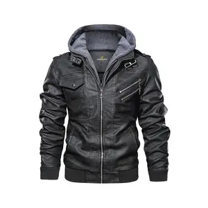 Black Salvador Leather Jacket - Premium PU Leather with Detachable Hoodie | Waterproof & Durable