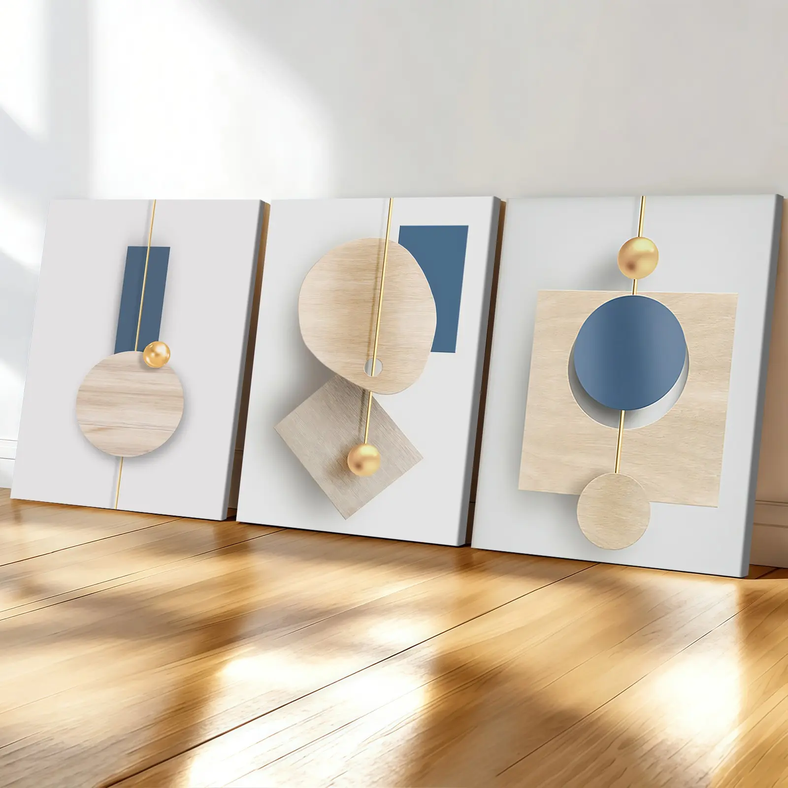 3-count wooden frame canvas, modern geometric abstract art poster, modern art living room wall decoration, fashionable family poster, suitable for bedrooms, offices, corridor art