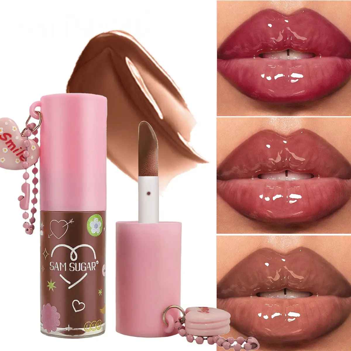 1pc 3D Heart Lip Oil, Moisturizing Lasting Lip Gloss, Hydrating Liquid Lip Color Essence, Deeply Nourishing, Lip Care, Natural Finish, Suitable for All Skin Types, Glossy, Lipgloss, Hydrate, Moisturizer, Moisture, Makeup, Cosmetic