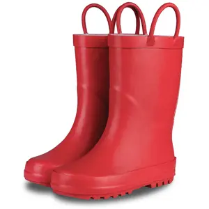 Cherry Red Matte Kids Rain Boots - Comfortable Kids Footwear for Rainy Weather with Stylish Design