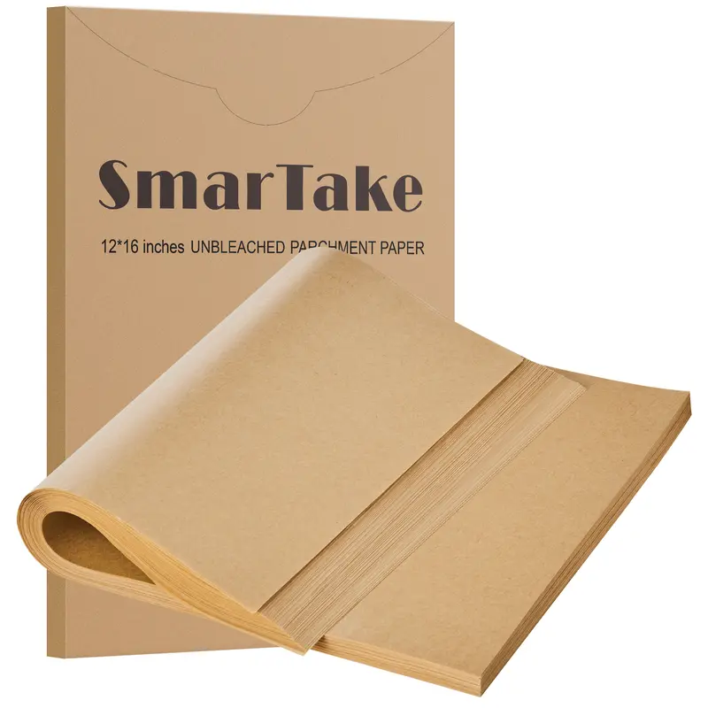 SMARTAKE Anti-Adhesive Wood Pulp Pre-Cut Disposable Parchment Paper Baking Sheets, Bakeware Home Baking Supplies, 200-pc Pack 12x16in Liners, 450°F Ready Easily Unmolds Eco-Friendly for Baking, Cleaning