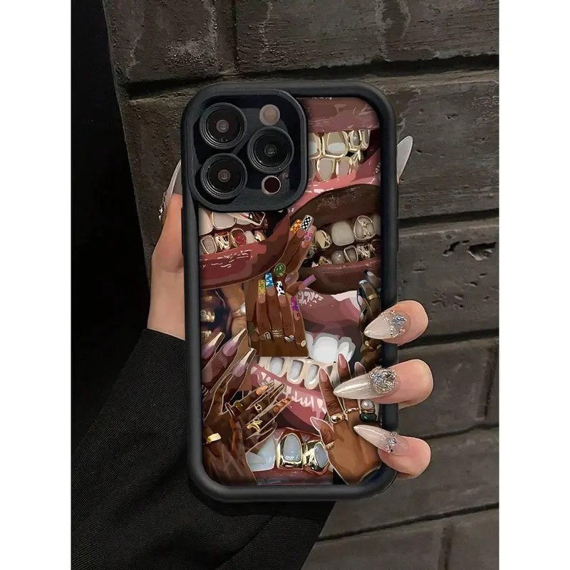 Brighten Up Your Compatible With IPhone With A Golden Teeth Pattern Simple Thickened Anti-Fall Phone Case Compatible With IPhone 17/16/11/12/13/14/15/15pro/15 Plus/15 Promax/7plus/8plus/X/Xs Max/Xr/11pro/12pro/13pro/14pro/12mini/13mini/11promax/12promax.