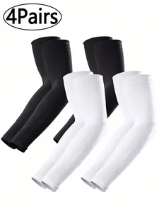 4 pairs of arm sleeves, for men and women, for sports cooling, compression, UV protection, Arm Cooling Cover, summer clothing arm sleeves, Halloween costumes, men's black sleeve gifts