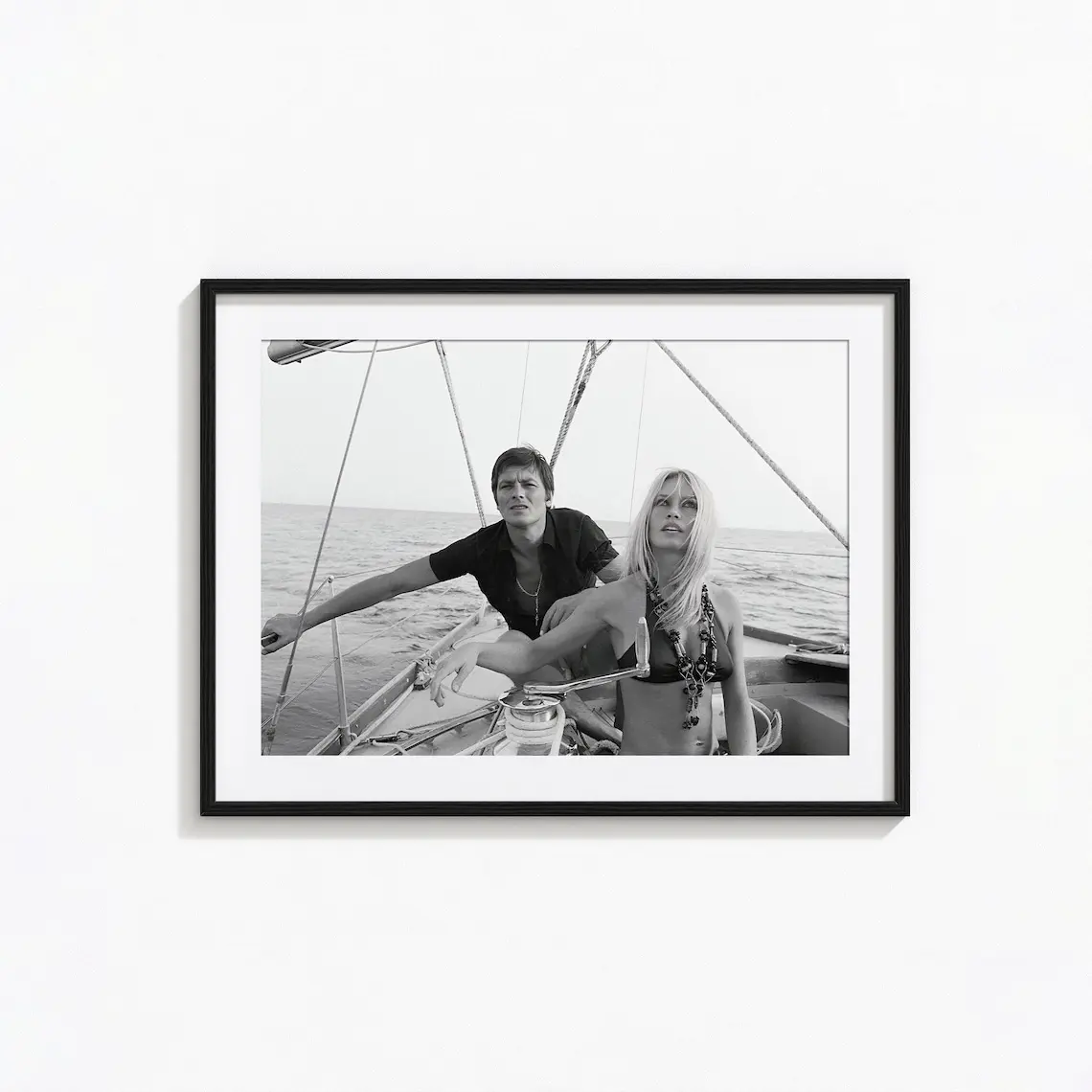 Brigitte Bardot and Alain Delon Print, Hollywood Black and White Wall Art, Vintage Print, Photography Prints, Museum Quality Photo Art Print