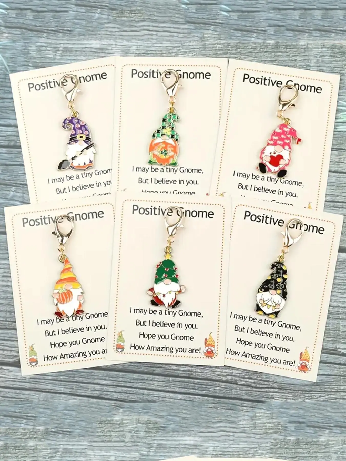 6pcs Inspirational Gnome Keychain Set - Positive Emotional Uplifting Support Gifts For Women, Men, Friends And Coworkers, Cute Funny Easter Gnomes, Perfect For Birthdays And Teacher Appreciation,Christmas Gift, Keychain Kawaii