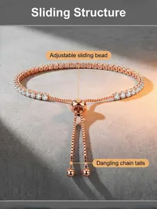 Adjustable Rhinestone Bracelet for Women, Crystal Tennis Bracelet, Zircon Jewelry, Birthstone Accessory, European Style, Valentine's Gift