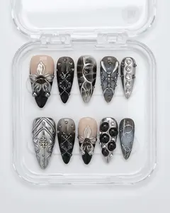 Board 3 Stiletto/ Handmade Acrylic/ Vacation Press-On Nails Glossy High-Quality Reusable Long-Lasting Premium Quality