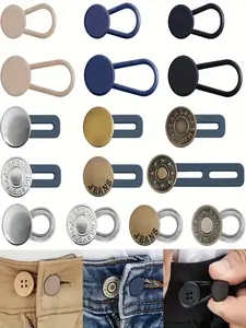 15-Piece Adjustable Denim Belt Buckles, No Sewing Required, Detachable Jeans Waist Adjuster, Button Hooks for Size Adjustment, Easy to Install