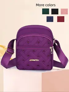 Fashion Nylon Crossbody Bag, Adjustable Shoulder Strap, Large Capacity Single-Shoulder Bag, Zip Closure, Casual Plaid Design, Lightweight Durable, Fashionable Crossbody Bag, Zippered Sling Bag, Fashion Crossbody Purse