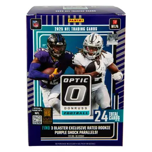 PYT Break 10x Panini 2025 Optic Football Trading Card Blaster Boxes 1 Guaranteed Downtown 6 Packs 15 Cards Each Ultra Rare Downtown Inserts & Retail Exclusive Red Hot Rookies