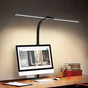 LED Desk Lamp with Clip, Modern Computer Lamp, Ultra-Wide Brightness 960lm, 5 Color Modes, 10 Brightness Levels, Adjustable Flexible Light, Memory Function