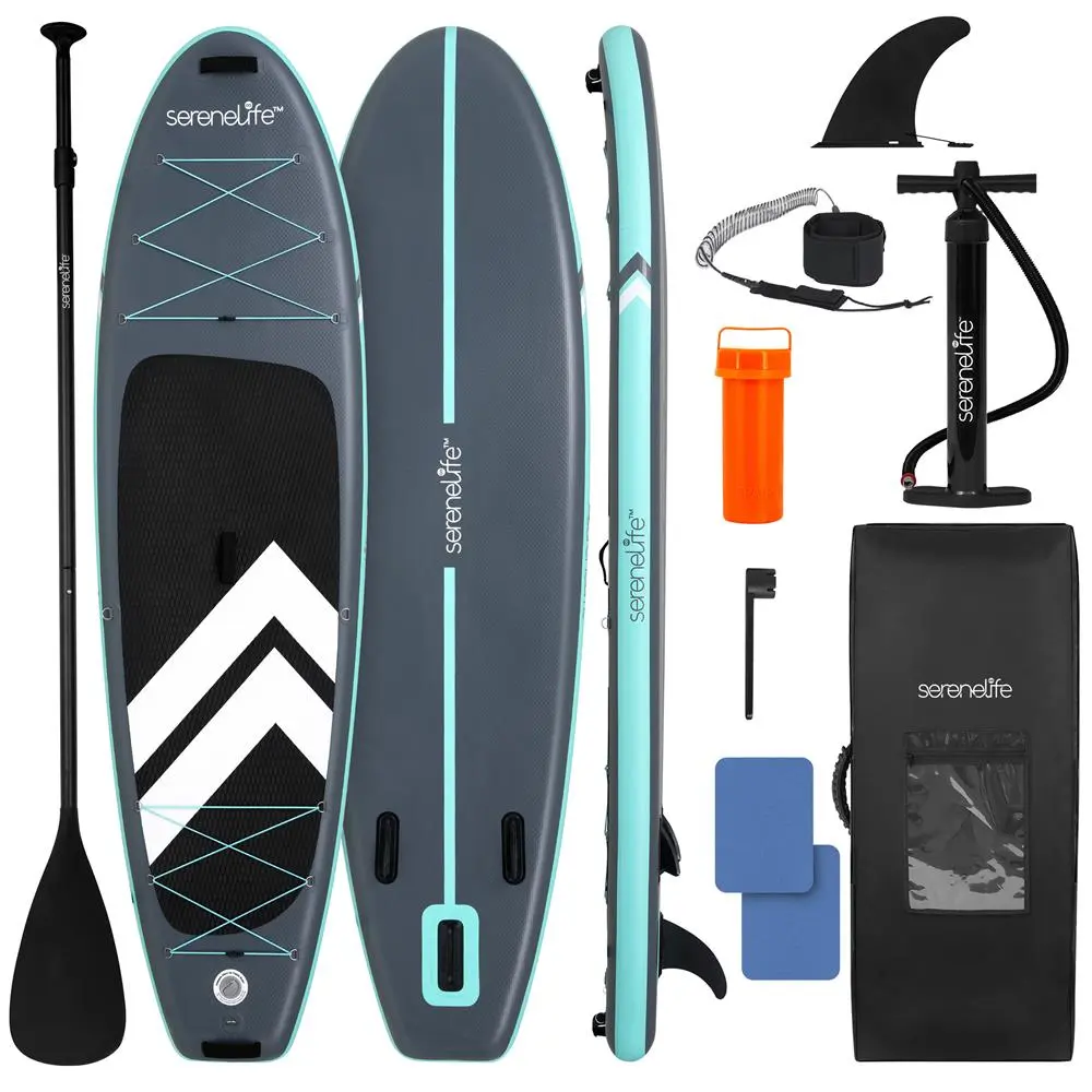 10 ft Inflatable Stand Up Paddle Board for Adults & Beginners –  Drop-Stitch  33” Wide Stable SUP with Non-Slip Deck, Paddle, Pump, Leash, Fins & Backpack - All-in-One Portable Paddleboard Kit for Lake, River & Ocean
