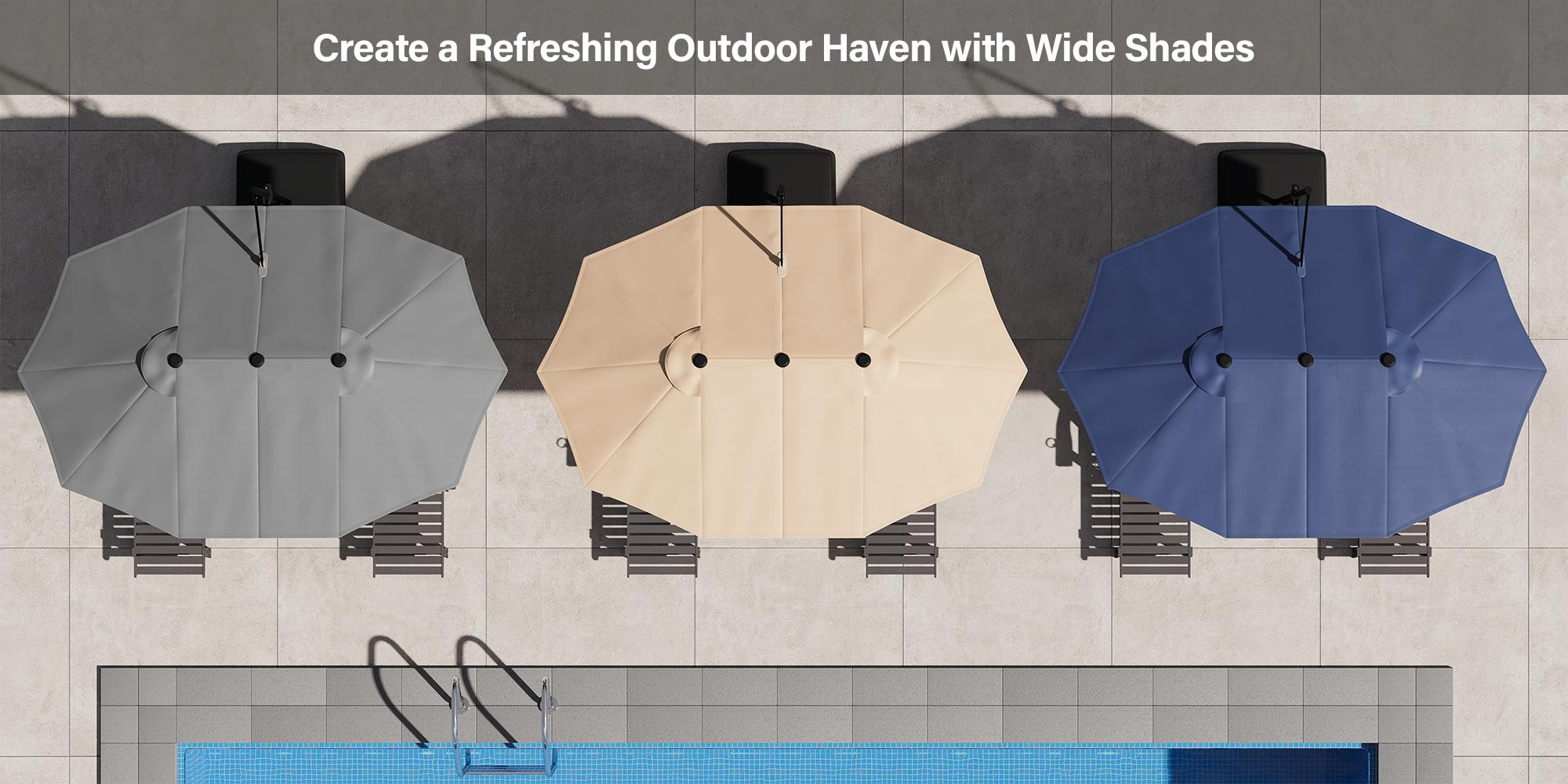 【Adjustable Tilt & Double-Sided】ONBRILL 13/10FT Cantilever Patio Umbrella with Base Included, Heavy Duty Large Outdoor Umbrella Offset for Pool, Patio, Backyard,Outdoor Furniture,Garden Furniture,Summer,Mother's Day Gift