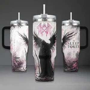 Sleep Token Ritual Tumbler, Take Me Back To Eden 40oz Cup with Handle, Vessel Pink Cherry Blossom 20oz Stainless Steel Travel Mug, Alt Metal Fan Gift, Sleep Token Inspired Insulated Tumbler