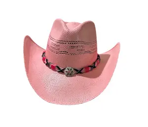 Fine Bangora Straw Pink Cowboy Hat