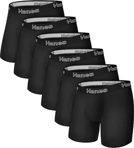 Hanes Men's Boxer Brief Underwear Pack, Stretch Cotton Boxer Briefs for Men, Moisture-wicking, 6-pack