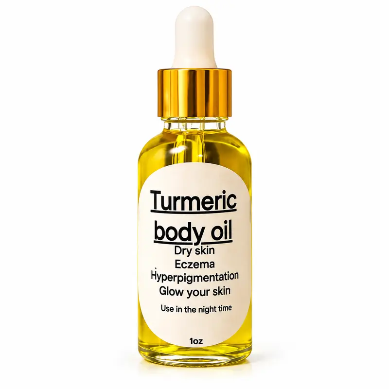 Turmeric Brightening Face & Body Oil - Lightweight Natural Botanical Oil Infusion, Nourishing Daily Body Care Moisturizer for Soft, Smooth, Radiant Skin
