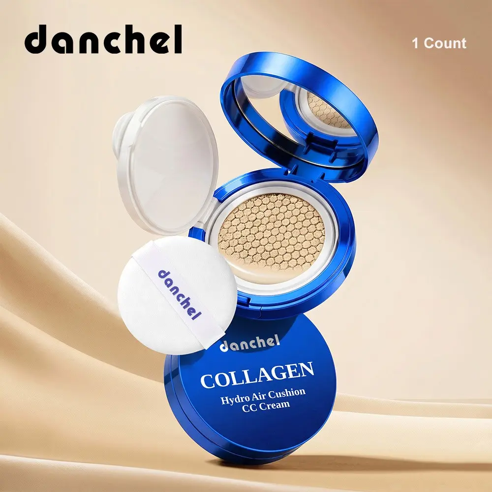 COLLAGEN Hydro Air Cushion CC Cream, Lightweight Buildable Coverage Hides Blemishes & Redness, Long-Lasting Hydration, Portable with Puff, 2 Shades for Natural Dewy Finish, Ideal for Daily Wear