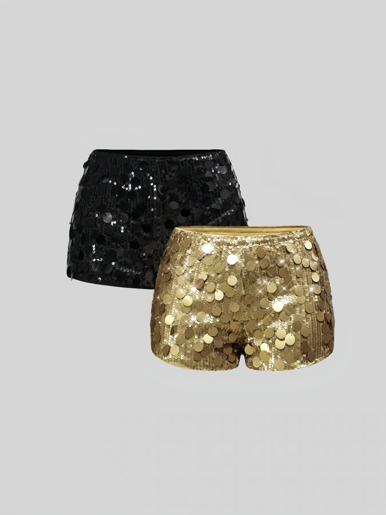 Rock-style sexy super short glitter mini skirt two-piece set, suitable for summer beaches, graduation ceremonies, Easter, concerts, proms, and street punk style, Gigi two piece set